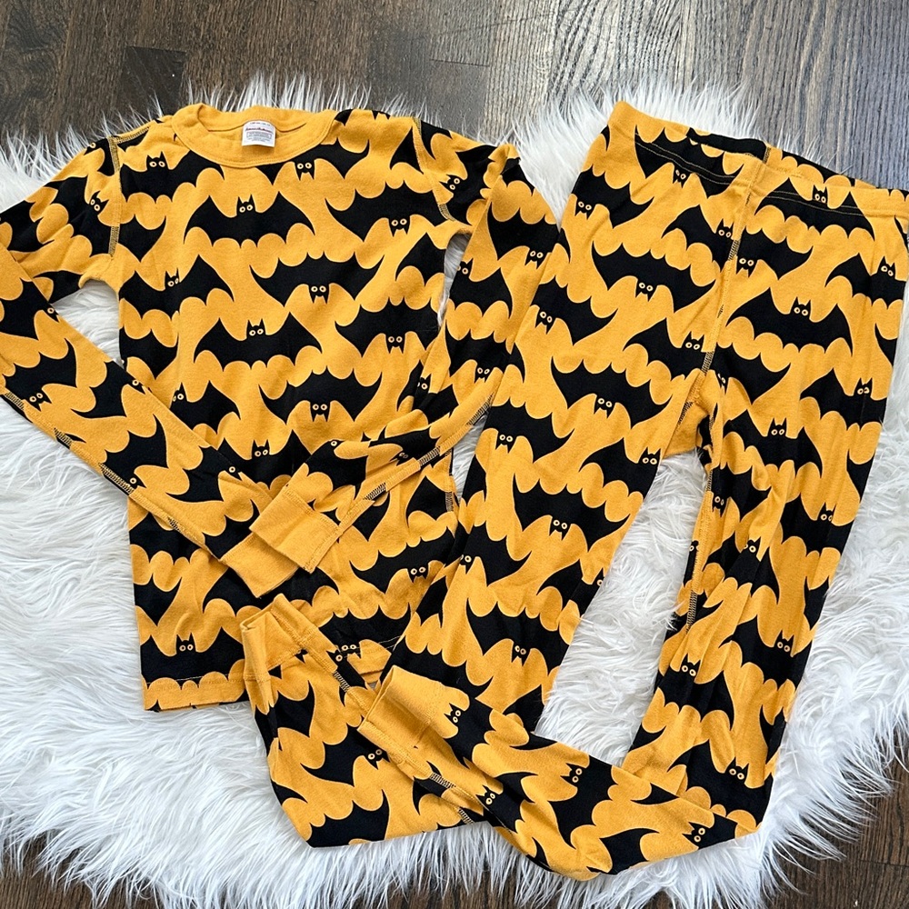 Hanna Andersson Kids Bat Costume Pajama Set - Black and Orange - size 12